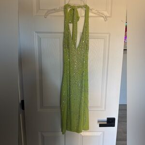 Elegant Green Halter Dress